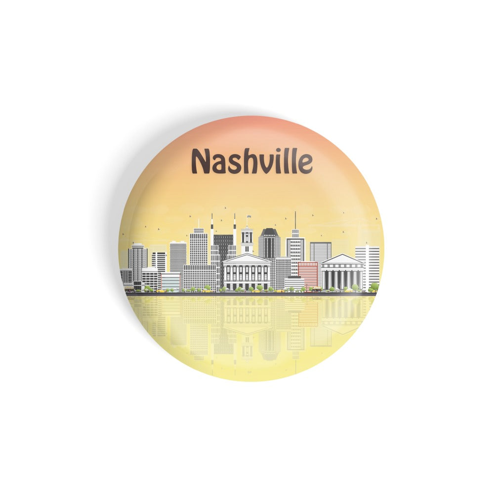 dhcrafts Round Fridge Magnet Multicolour Places Nashville City In Tennessee Glossy Finish Design Pack of 1 (58 mm)